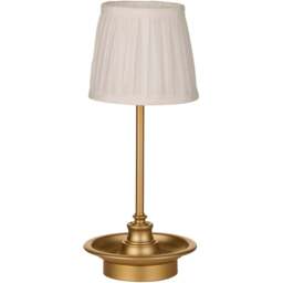 Lighting Collection Pleated Fabric Shade Gold Rechargeable LED Table Lamp - Size: 37 x 17 x 17cm - Champagne Gold - Wilko
