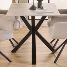 Furniture To Go Heaven 4 Seater Ceramic Grey Top Dining Table - Size: 75.5 x 135 x 80cm - Multi - Wilko