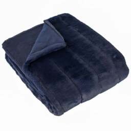 Paoletti Empress Navy Faux Fur Throw 130 x 180cm - Size: 180 x 130cm - Blue - Wilko
