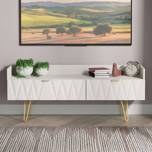Crowndale Diamond 2 Drawer Kashmir Matt Wide TV Unit Ready Assembled - Size: 50 x 128 x 39cm - Wilko - image 1
