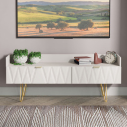 Crowndale Diamond 2 Drawer Kashmir Matt Wide TV Unit Ready Assembled - Size: 50 x 128 x 39cm - Wilko - thumbnail 1