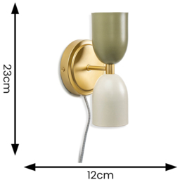 ValueLights Tate Brass Plate Up and Down Plug-In LED Wall Light - Size: 23 x 12 x 12cm - Multi - Wilko - thumbnail 7