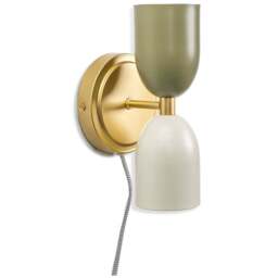 ValueLights Tate Brass Plate Up and Down Plug-In LED Wall Light - Size: 23 x 12 x 12cm - Multi - Wilko - thumbnail 1