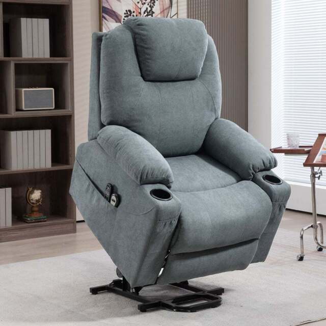 HOMCOM Grey Electric Recliner Lift Chair with Vibration Massage - Size: Single - Wilko - image 1