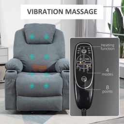 HOMCOM Grey Electric Recliner Lift Chair with Vibration Massage - Size: Single - Wilko - thumbnail 7