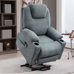 HOMCOM Grey Electric Recliner Lift Chair with Vibration Massage - Size: Single - Wilko