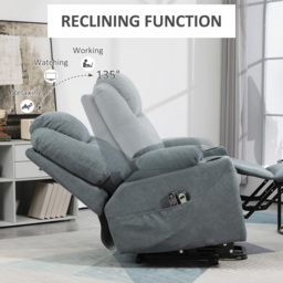 HOMCOM Grey Electric Recliner Lift Chair with Vibration Massage - Size: Single - Wilko - thumbnail 6