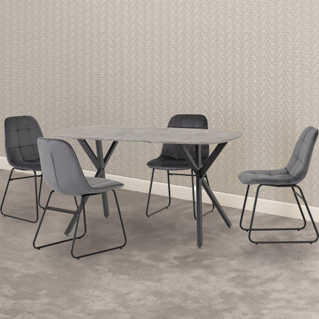 Seconique Athens Lukas 4 Seater Dining Set Concrete and Grey - Wilko - image 1