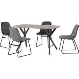 Seconique Athens Lukas 4 Seater Dining Set Concrete and Grey - Wilko - thumbnail 3