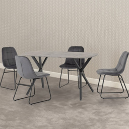 Seconique Athens Lukas 4 Seater Dining Set Concrete and Grey - Wilko - thumbnail 1
