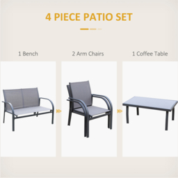 Outsunny 4 Seater Grey Glass Top Outdoor Sofa - Wilko - thumbnail 5