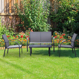 Outsunny 4 Seater Grey Glass Top Outdoor Sofa - Wilko - thumbnail 1