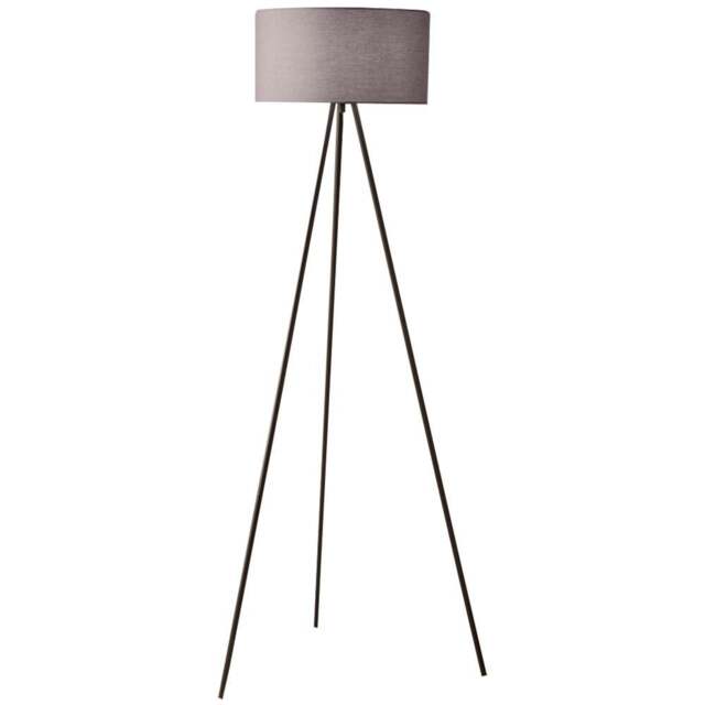 Kliving Grey Cotton Shade Black Metal Tripod Floor Lamp - Size: 150 x 50 x 50cm - Wilko - image 1