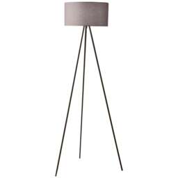 Kliving Grey Cotton Shade Black Metal Tripod Floor Lamp - Size: 150 x 50 x 50cm - Wilko
