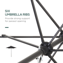 Outsunny Black Push Open Parasol 2m - Wilko - thumbnail 6
