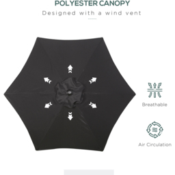 Outsunny Black Push Open Parasol 2m - Wilko - thumbnail 7