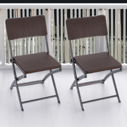 Living and Home Set of 2 Outdoor Rattan Plastic Chair - Size: 1 Seater - Brown - Wilko - thumbnail 1