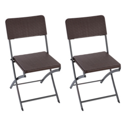Living and Home Set of 2 Outdoor Rattan Plastic Chair - Size: 1 Seater - Brown - Wilko - thumbnail 3