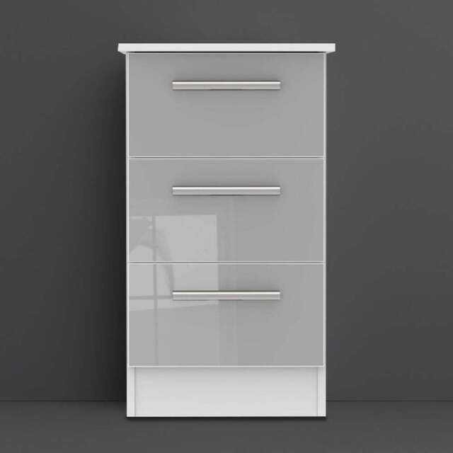 Crowndale Contrast 3 Drawer Grey and White Matt Bedside Cabinet Ready Assembled - Wilko - image 1