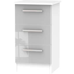 Crowndale Contrast 3 Drawer Grey and White Matt Bedside Cabinet Ready Assembled - Wilko - thumbnail 3