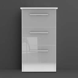 Crowndale Contrast 3 Drawer Grey and White Matt Bedside Cabinet Ready Assembled - Wilko - thumbnail 1