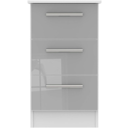 Crowndale Contrast 3 Drawer Grey and White Matt Bedside Cabinet Ready Assembled - Wilko - thumbnail 4