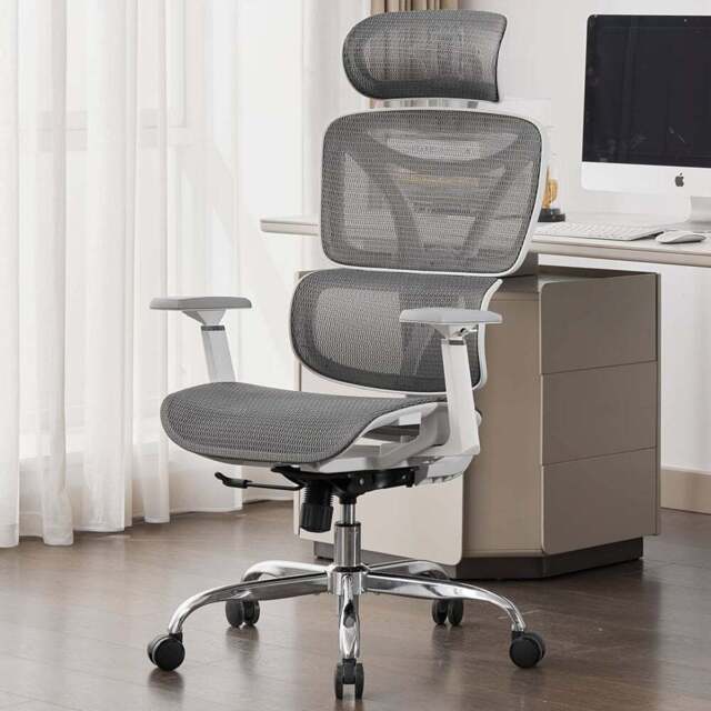 Shankar Elite Grey and White Mesh Office Chair - Size: 124 x 66 x 62cm - Wilko - image 1