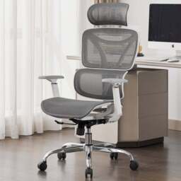 Shankar Elite Grey and White Mesh Office Chair - Size: 124 x 66 x 62cm - Wilko