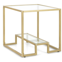 Costway Single Shelf Gold Tempered Glass Coffee Table - Size: 71 x 65 x 14cm - Wilko - thumbnail 3