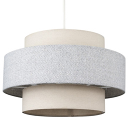 ValueLights Weaver Cream and Grey Herringbone Ceiling Lamp Shade - Size: 30 x 17.5 x 30cm - Wilko
