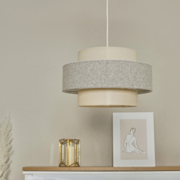 ValueLights Weaver Cream and Grey Herringbone Ceiling Lamp Shade - Size: 30 x 17.5 x 30cm - Wilko - thumbnail 3
