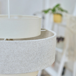 ValueLights Weaver Cream and Grey Herringbone Ceiling Lamp Shade - Size: 30 x 17.5 x 30cm - Wilko - thumbnail 5