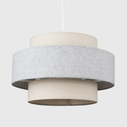 ValueLights Weaver Cream and Grey Herringbone Ceiling Lamp Shade - Size: 30 x 17.5 x 30cm - Wilko - thumbnail 4