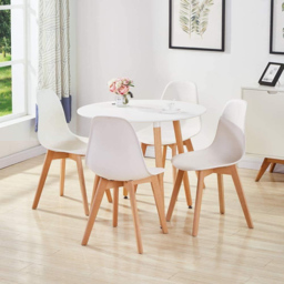 Kosy Koala 4 Seater Plastic and Faux Leather Round Dining Set White - Portland - Wilko - thumbnail 4