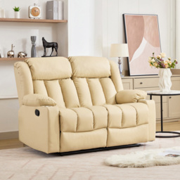 Artemis Home Sheridan 2 Seater Cream Leather Manual Recliner Sofa with Cup Holders - Wilko - thumbnail 4