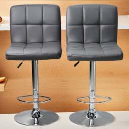 Gr8 Home Dark Grey Faux Leather Swivel Breakfast Bar Stool Set of 2 - Size: 38 x 41 x 115cm - Wilko