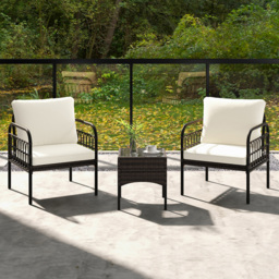 Costway 2 Seater Wicker Patio Bistro Set White - Wilko