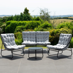Artemis Home Aregno 4 Seater Light Grey and Black Garden Lounge Set - Wilko - thumbnail 6