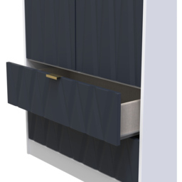 Crowndale Diamond Ready Assembled 2 Door 2 Drawer Matt Indigo and White Tall Double Wardrobe - Size: 2 Door, 2 Drawer - Wilko - thumbnail 7