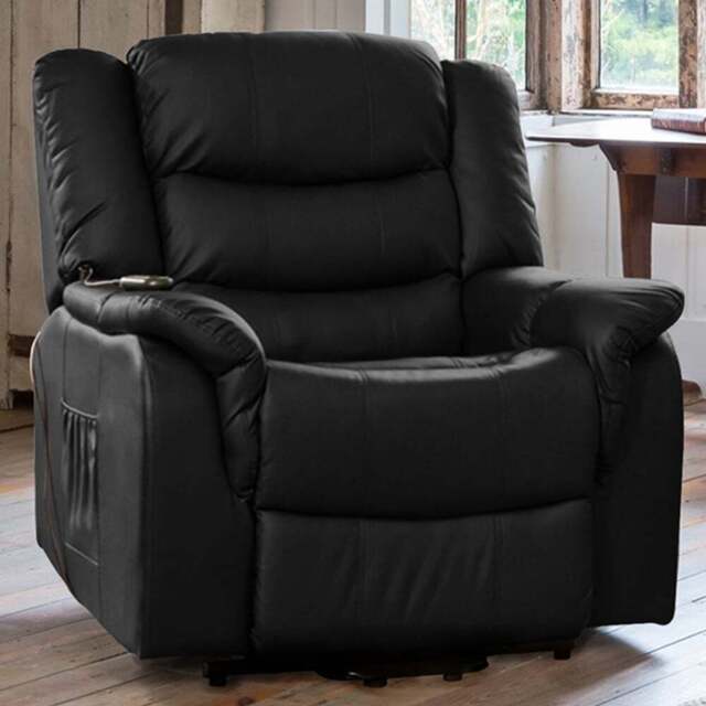 Artemis Home Almeira Black Massage and Heat Electric Riser Recliner Chair - Size: Single - Wilko - image 1