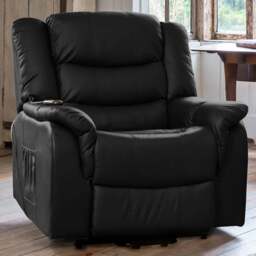 Artemis Home Almeira Black Massage and Heat Electric Riser Recliner Chair - Size: Single - Wilko