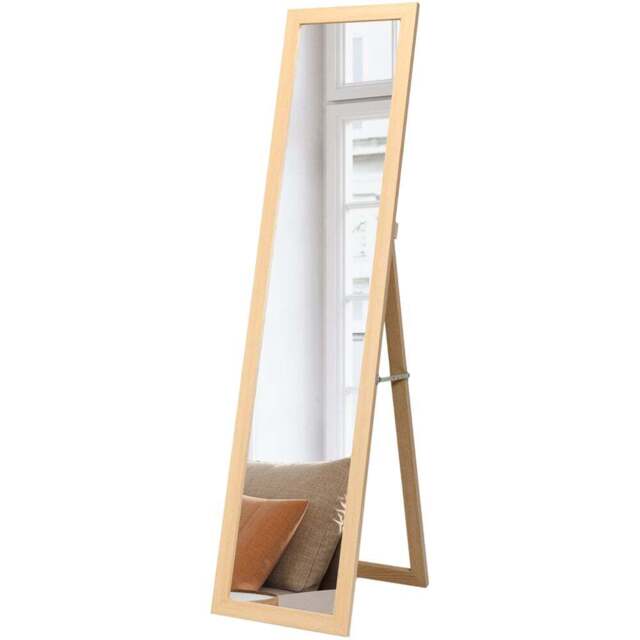 Costway Natural Wooden Full Length Mirror 153 x 37cm - Size: 165 x 46 x 11cm - Cream - Wilko - image 1