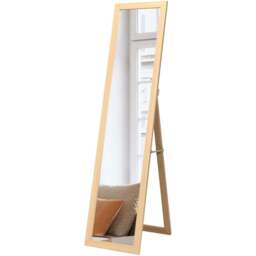 Costway Natural Wooden Full Length Mirror 153 x 37cm - Size: 165 x 46 x 11cm - Cream - Wilko - thumbnail 1