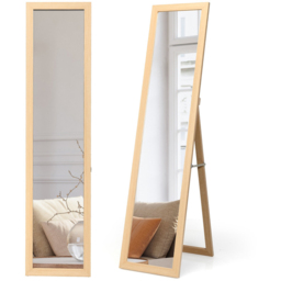 Costway Natural Wooden Full Length Mirror 153 x 37cm - Size: 165 x 46 x 11cm - Cream - Wilko - thumbnail 4