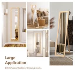 Costway Natural Wooden Full Length Mirror 153 x 37cm - Size: 165 x 46 x 11cm - Cream - Wilko - thumbnail 5