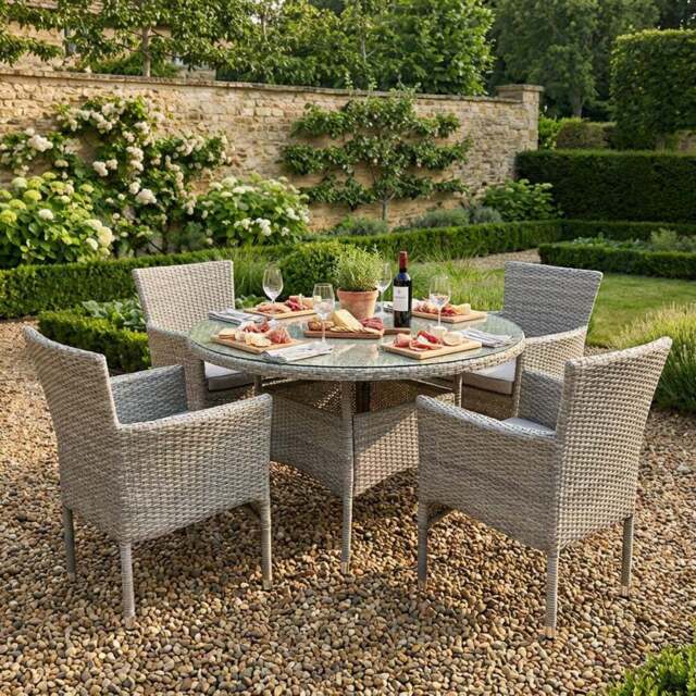 Madrid 4 Seater Rattan Dining Set - Grey - Malay - Wilko - image 1