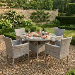 Madrid 4 Seater Rattan Dining Set - Grey - Malay - Wilko - thumbnail 1