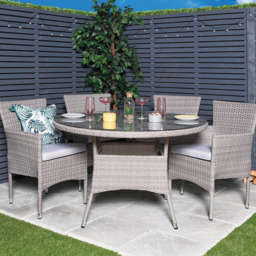 Madrid 4 Seater Rattan Dining Set - Grey - Malay - Wilko - thumbnail 5