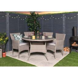 Madrid 4 Seater Rattan Dining Set - Grey - Malay - Wilko - thumbnail 6