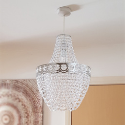Kliving Hayle Chrome and Clear Acrylic Beaded Chandelier Pendant Light - Size: 48 x 36 x 36cm - Wilko - thumbnail 3